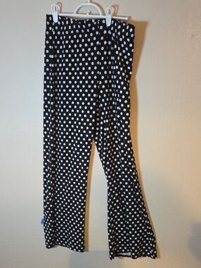Focus 2000 Black and White Polka Dot Boot-Cut Pants